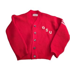 Vintage Marlomar Kids Ohio State Letter Varsity Sweated Red & White Size Small